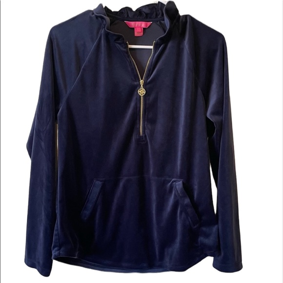 Lilly Pulitzer Jackets & Blazers - LILLY PULITZER Jayla Velour Ruffle Zip Jacket